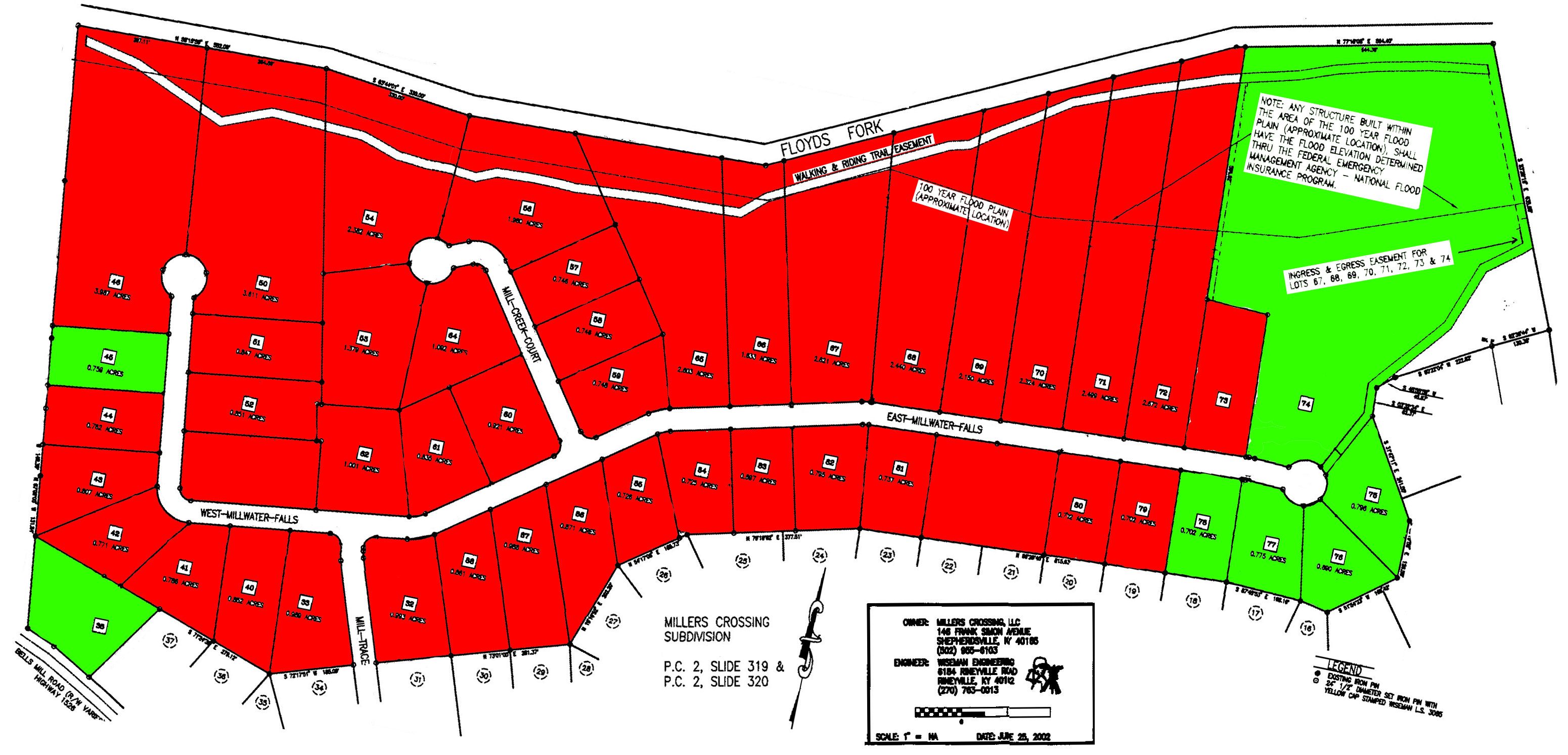 Miller\'s Crossing Plat Map